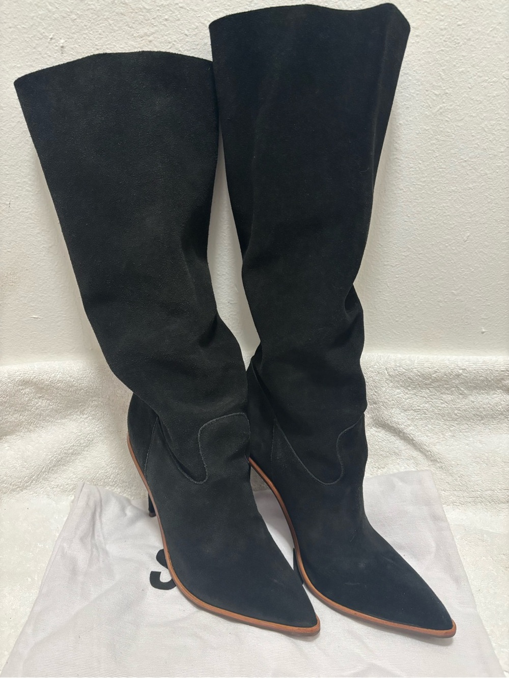 Schutz Cristin Suede Pointed-Toe Knee-High Boots - Women